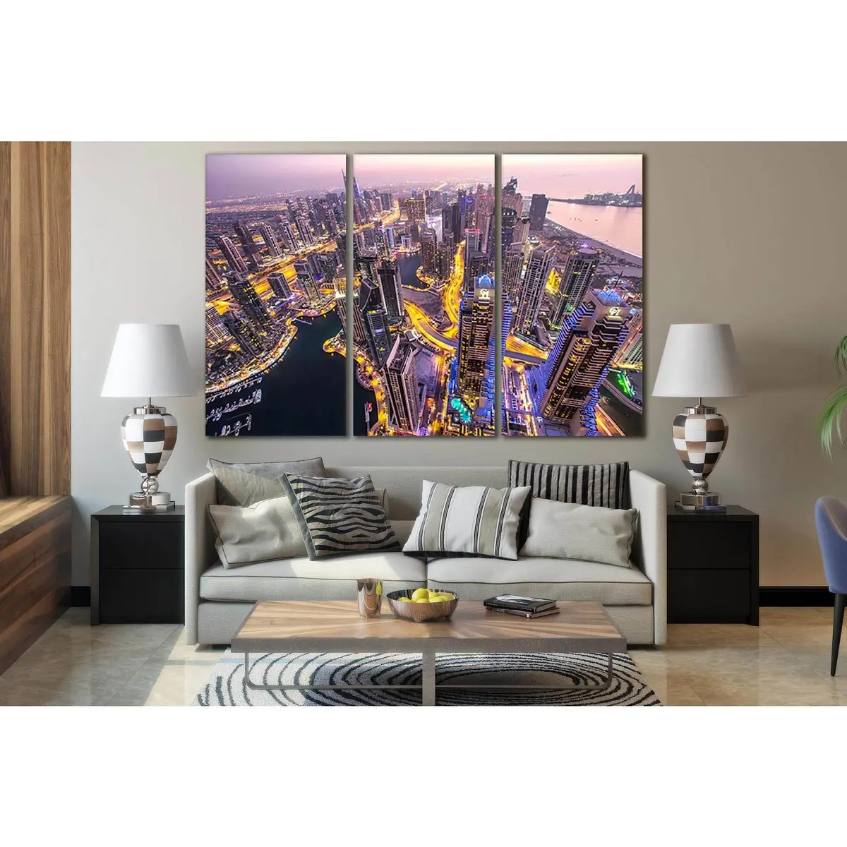 Rooftop View Of Dubai After Sunset №Sl350 Ready To Hang Canvas Print 5