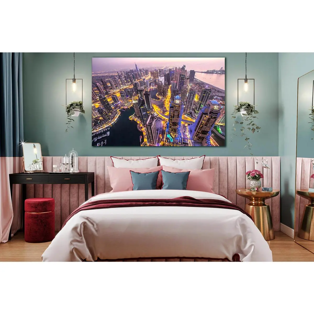 Rooftop View Of Dubai After Sunset №Sl350 Ready To Hang Canvas Print 1