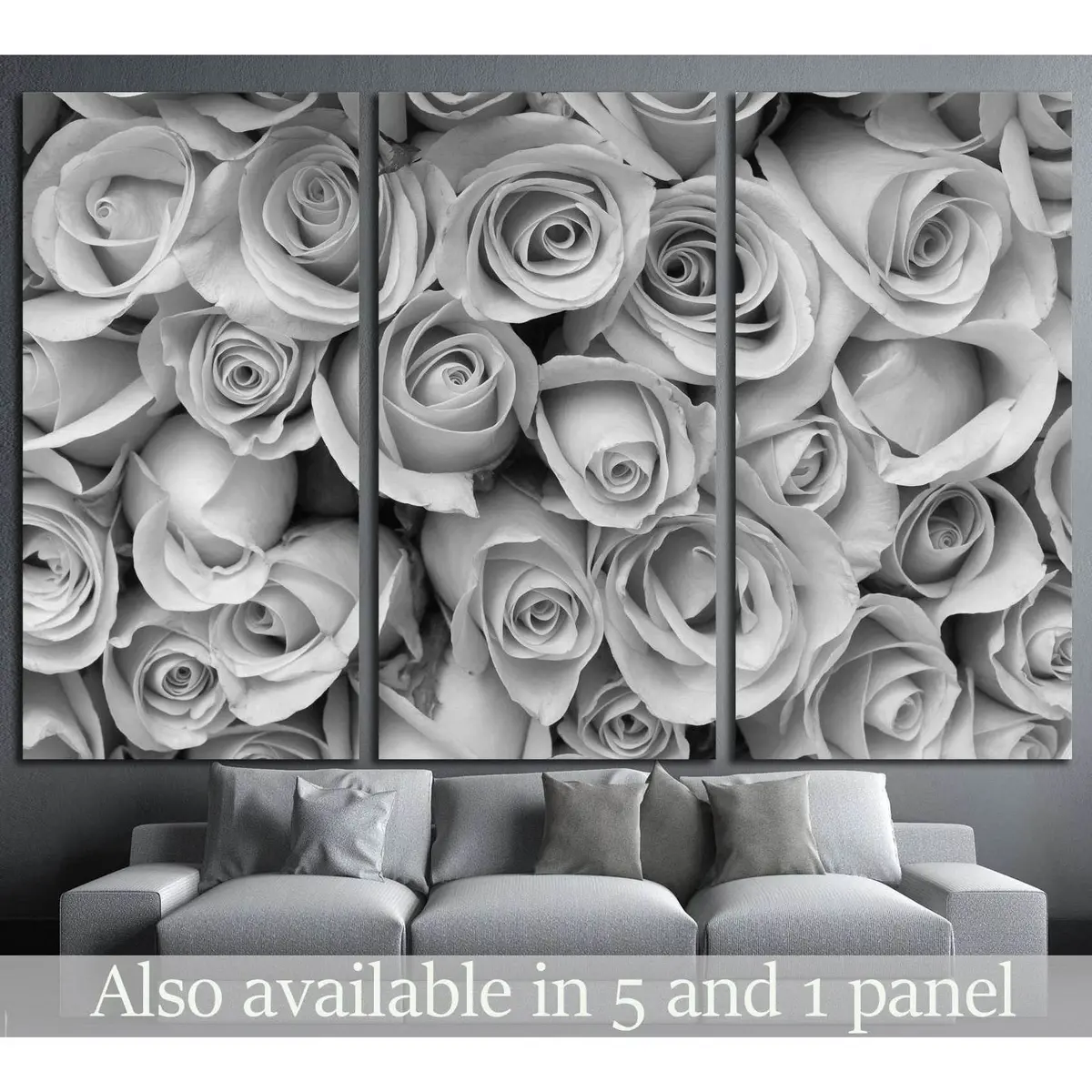 Rose Flower Bouquet, Black And White №1344 Ready To Hang Canvas Print 5