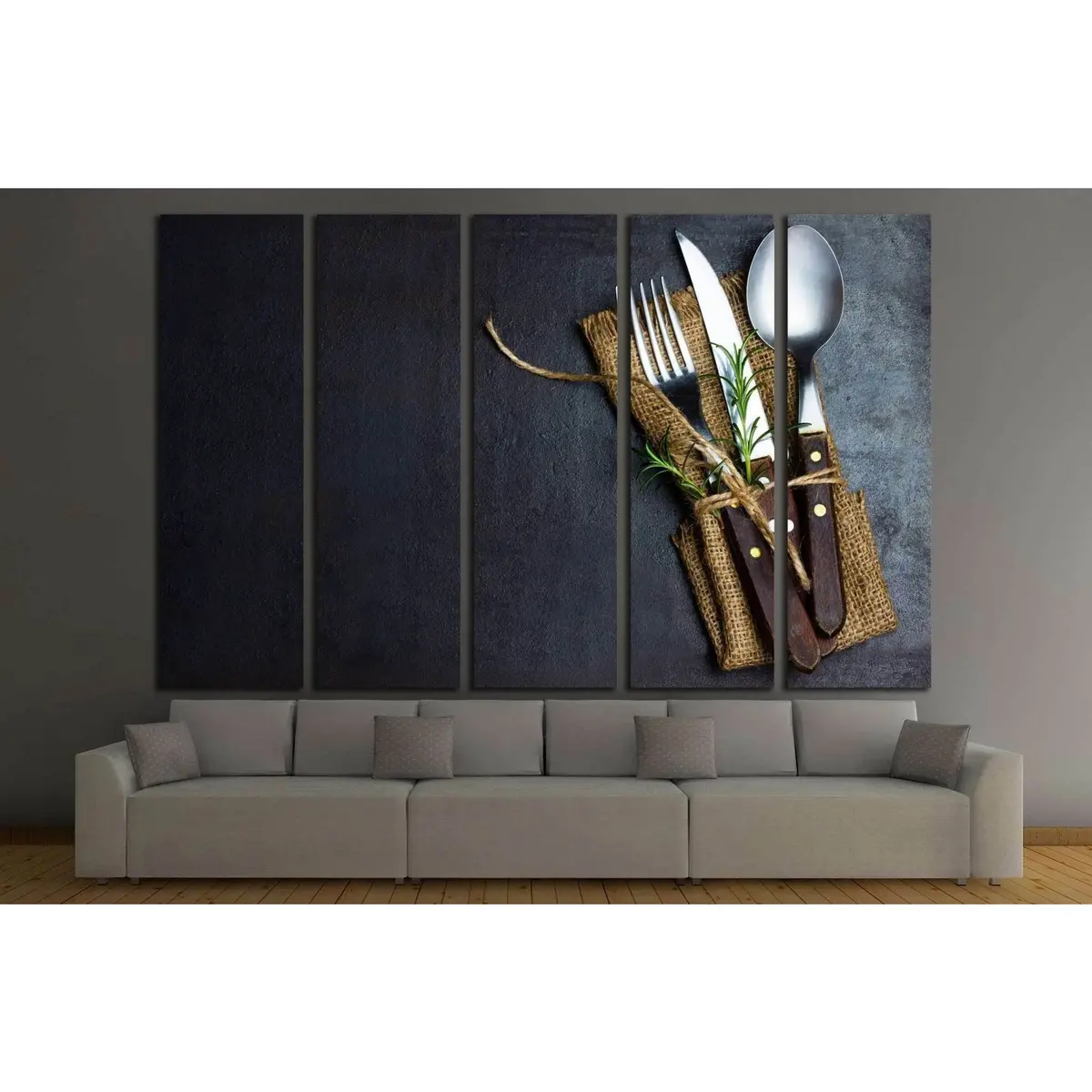 Vintage Rustic Cutlery Canvas Art Featuring Knife, Spoon & Fork — 1921 Design, Ready-to-Hang Wall Decor - Image 2