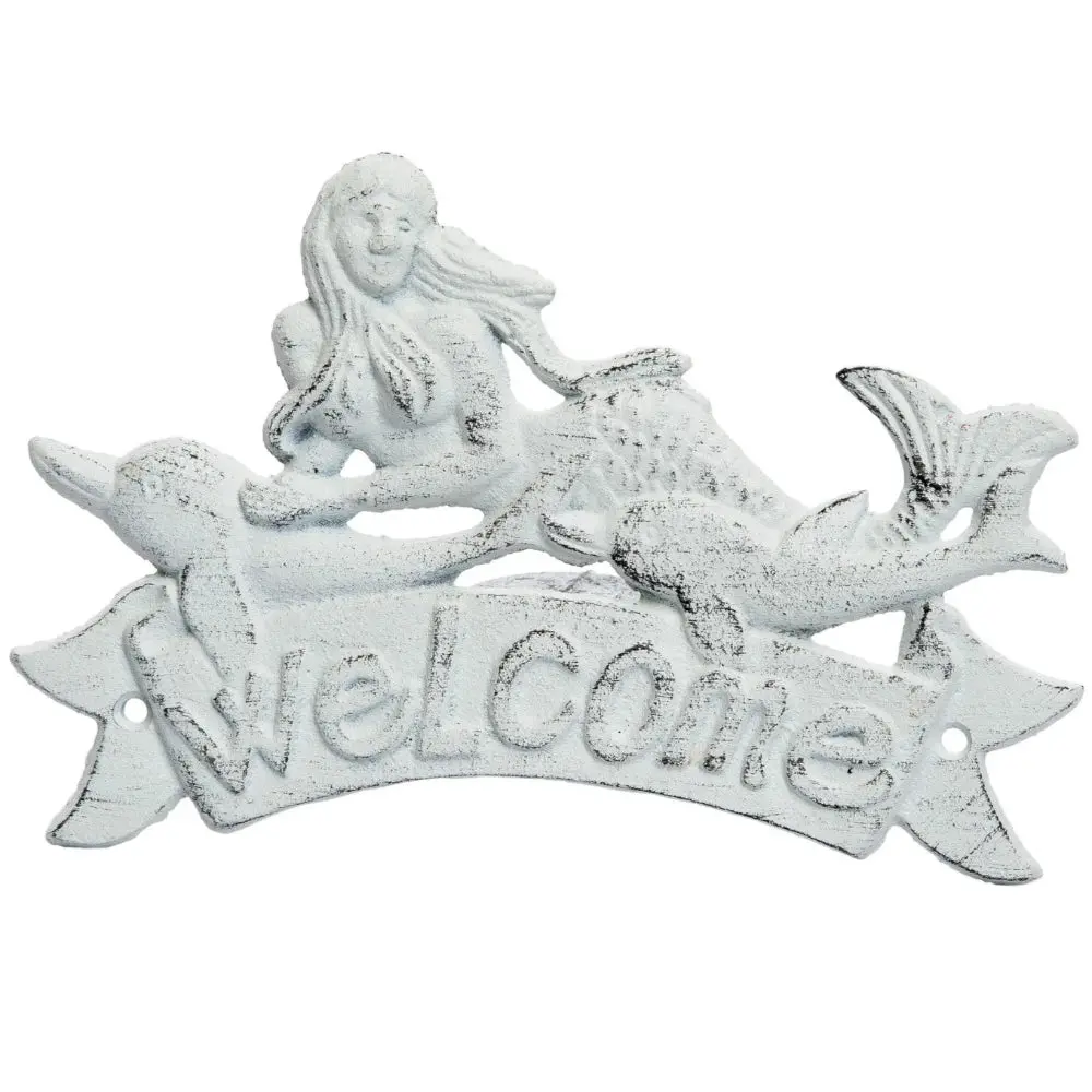 C&F Cast Iron Mermaid "Welcome" Sign - 9" 1