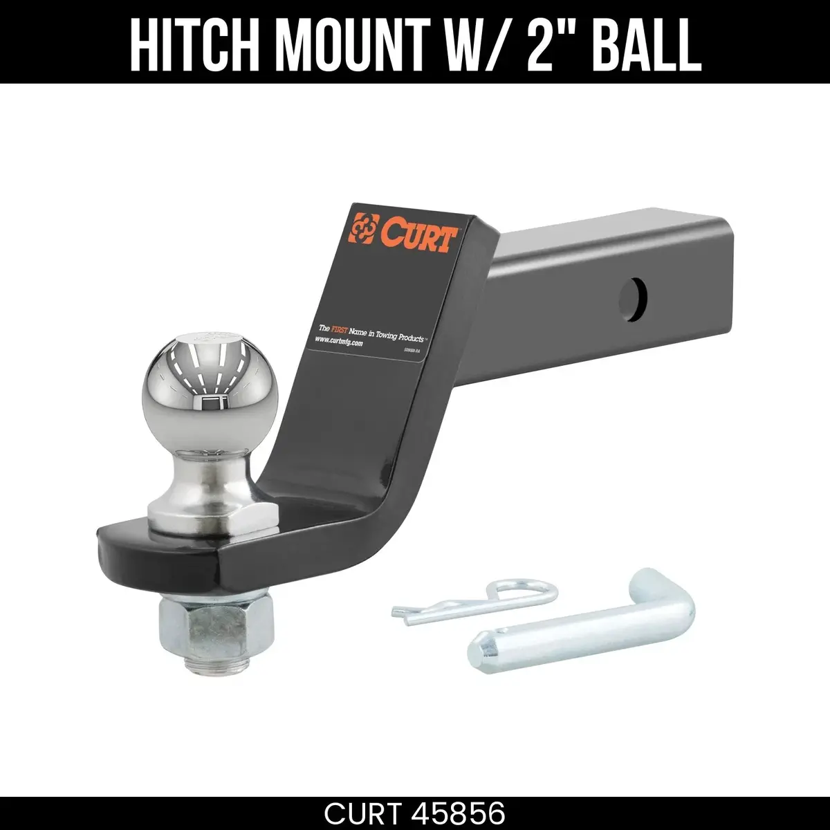Curt Trailer Hitch Mount With 2 In Ball & Pin 7500 Lb Capacity 4 In Drop 1