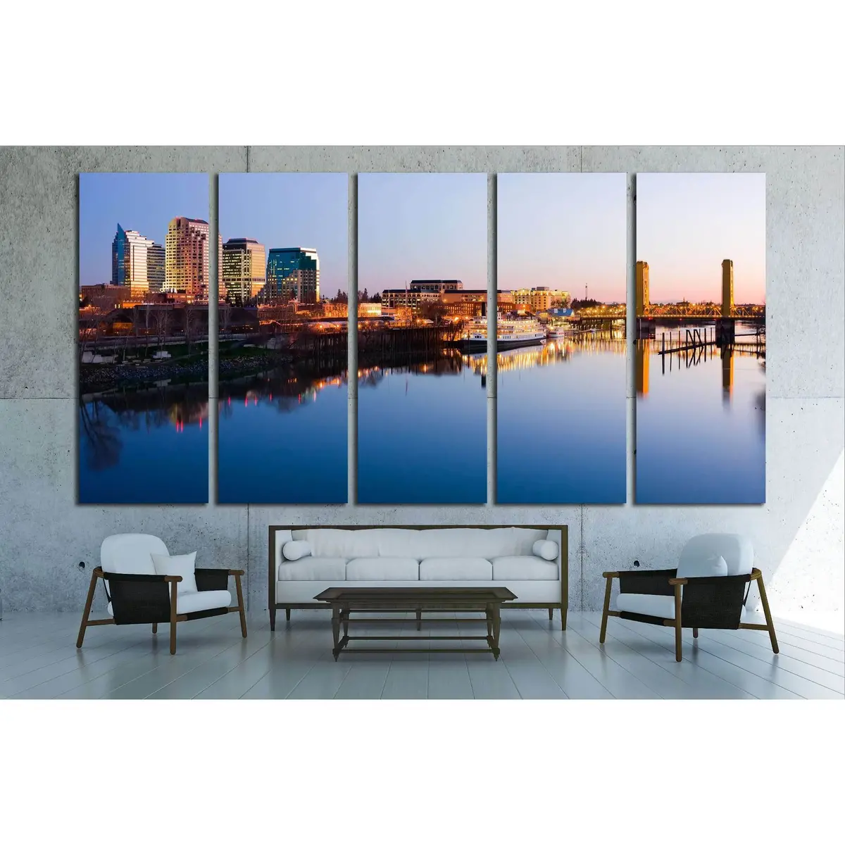 Sacramento Night Skyline Canvas Art Print №1619 - Image 3