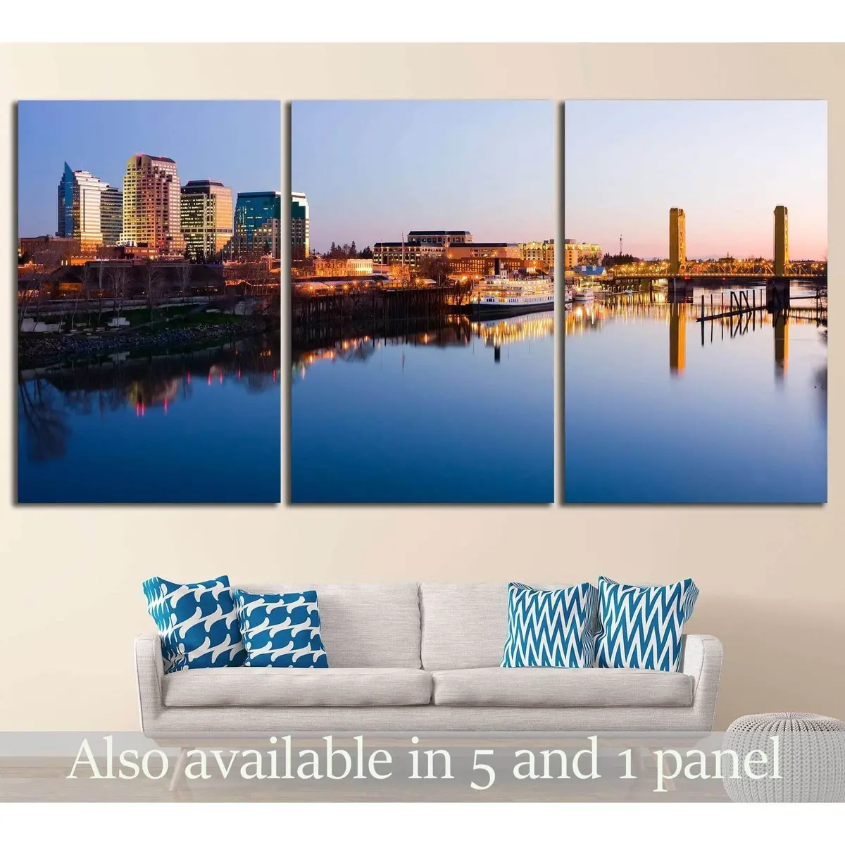 Sacramento Skyline At Night №1619 Ready To Hang Canvas Print 5