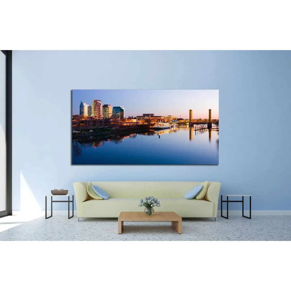 Sacramento Skyline At Night №1619 Ready To Hang Canvas Print 3