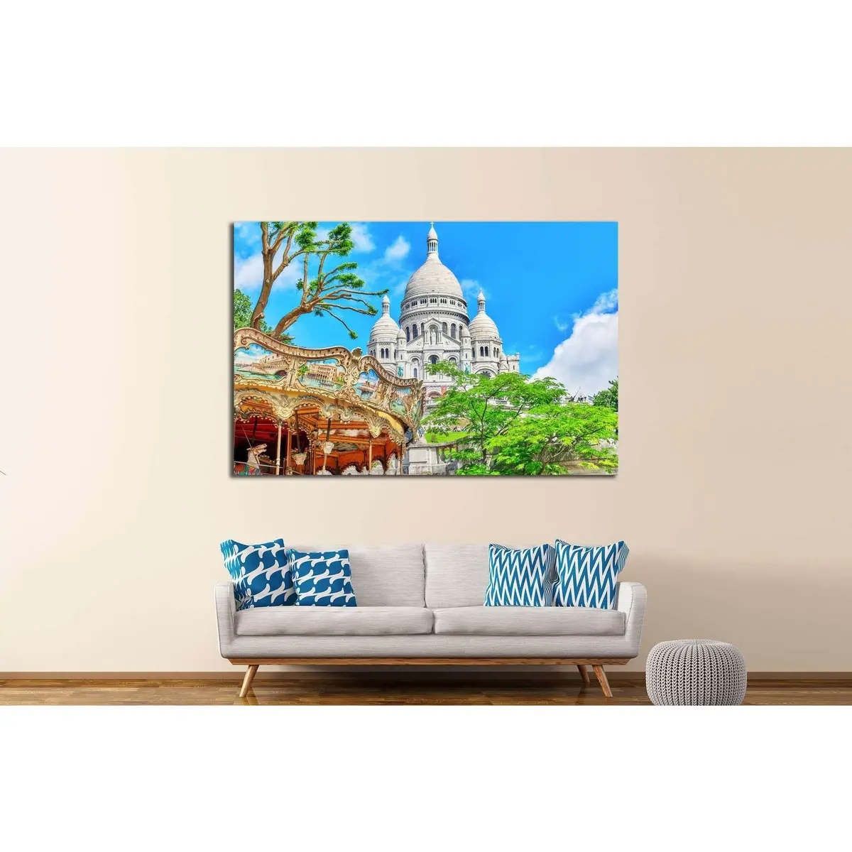 Sacre Coeur Cathedral On Montmartre Hill, Paris, France №1246 Ready To Hang Canvas Print 3