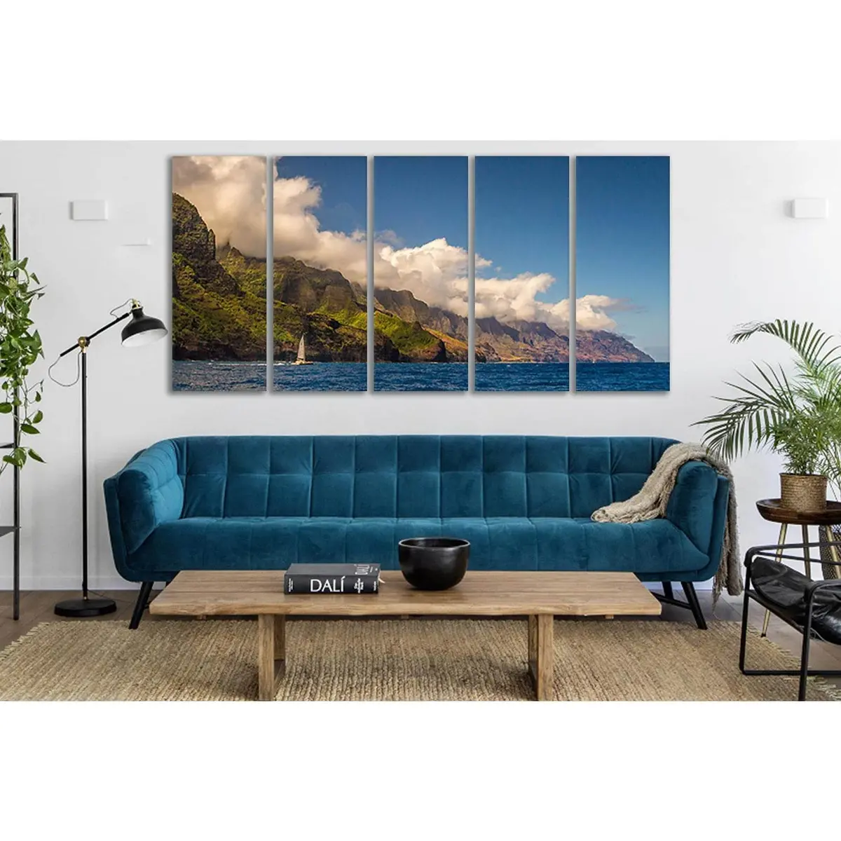 Sailboat by Dramatic Sea Cliffs Canvas Wall Art – SL168, Ready-to-Hang Decor - Image 3