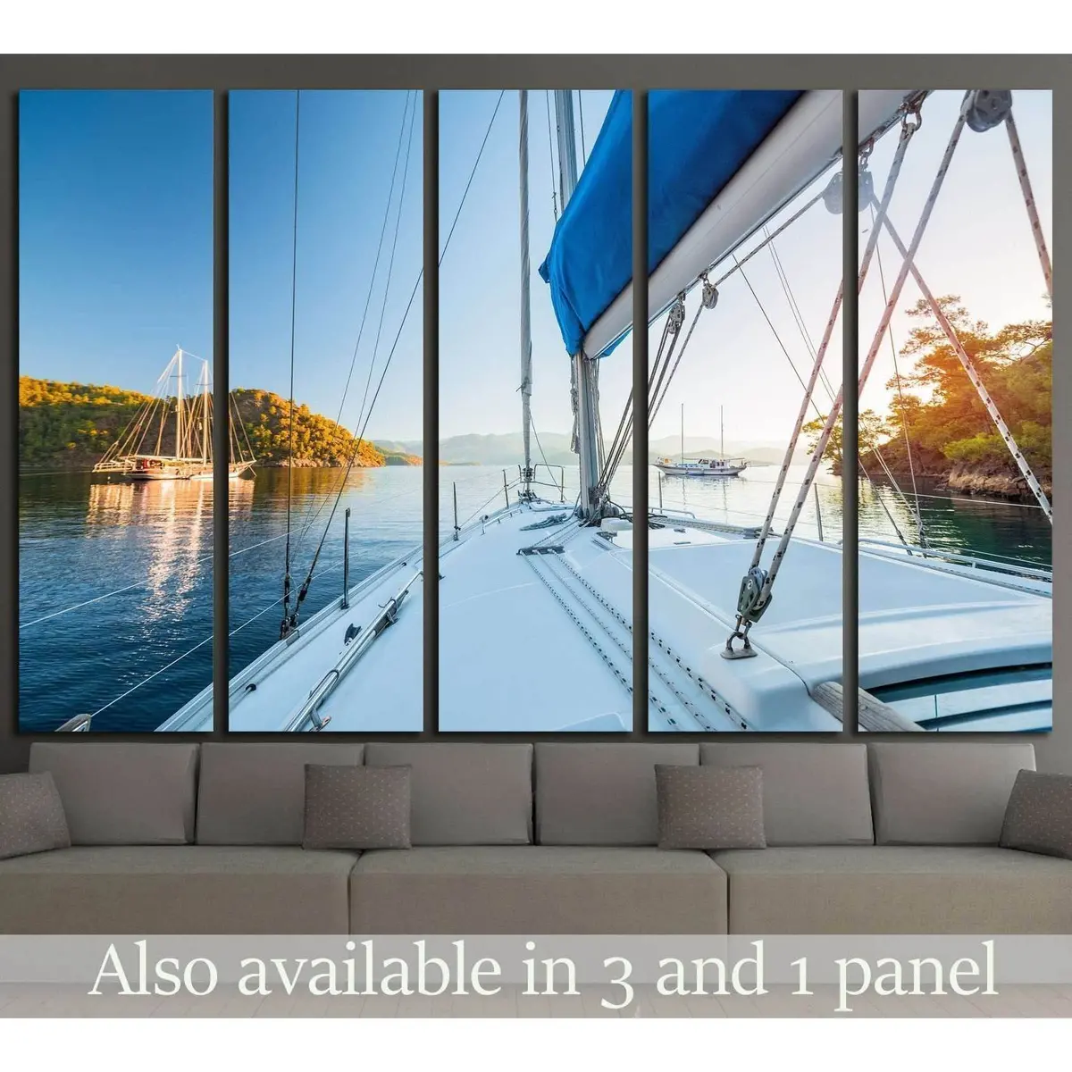 Serene Sailing Boats in a Calm Aegean Bay, Turkey — Ready-to-Hang Canvas Wall Art #1412