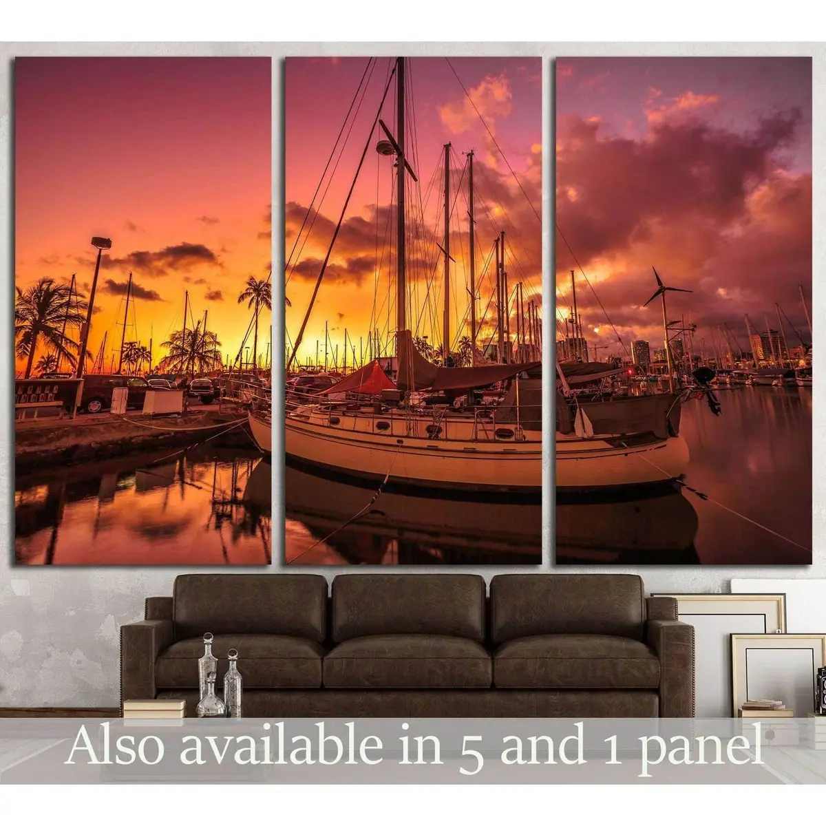 Sailing Boats Docked At The Ala Wai Harbor, Oahu, Hawaii №1907 Ready To Hang Canvas Print 5