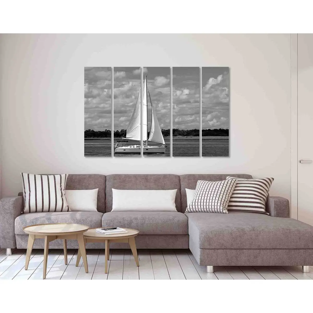 Premium Canvas Wall Art: River Sailing Yacht (Design D2842) - Image 3