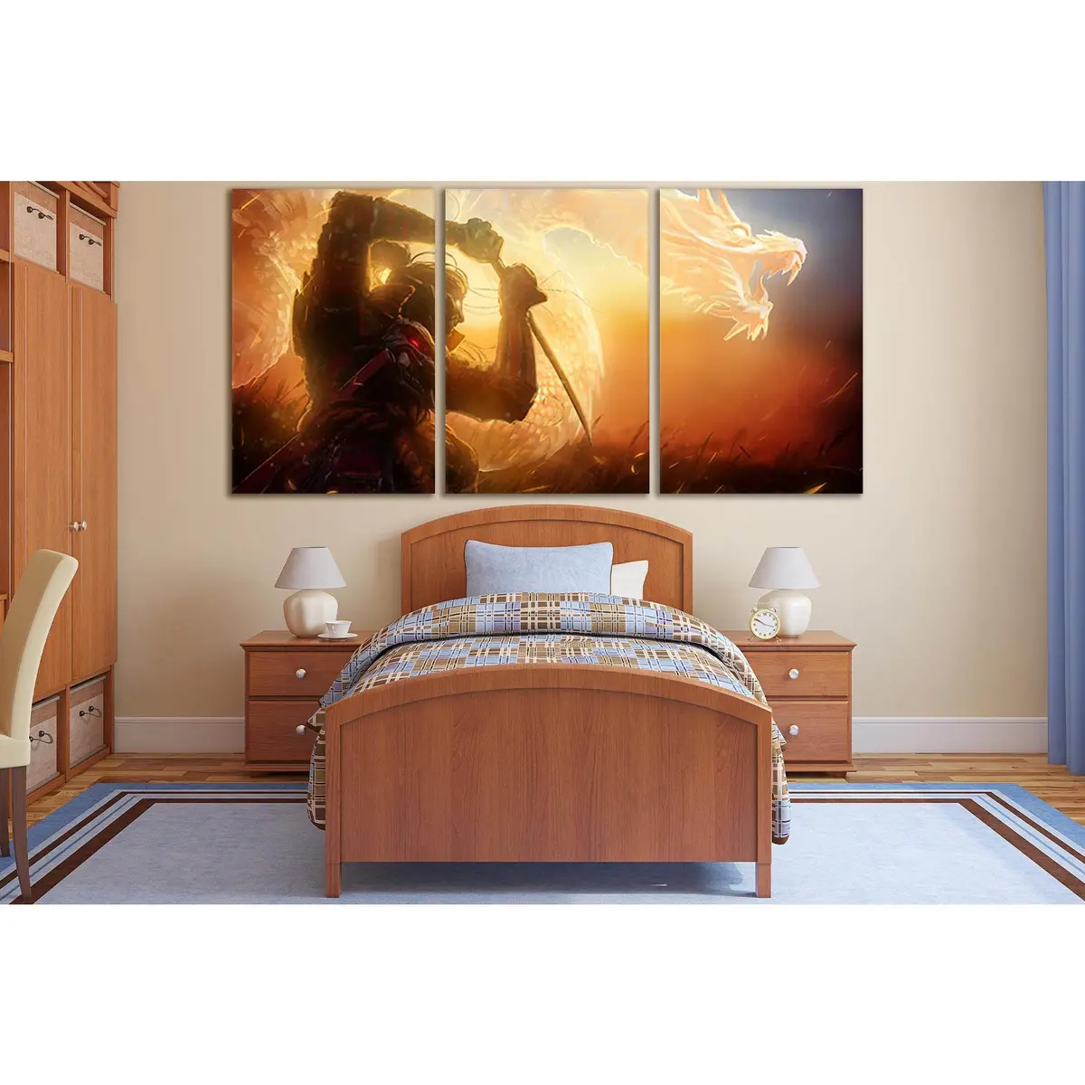 Samurai And Golden Dragon №Sl1235 Ready To Hang Canvas Print 5