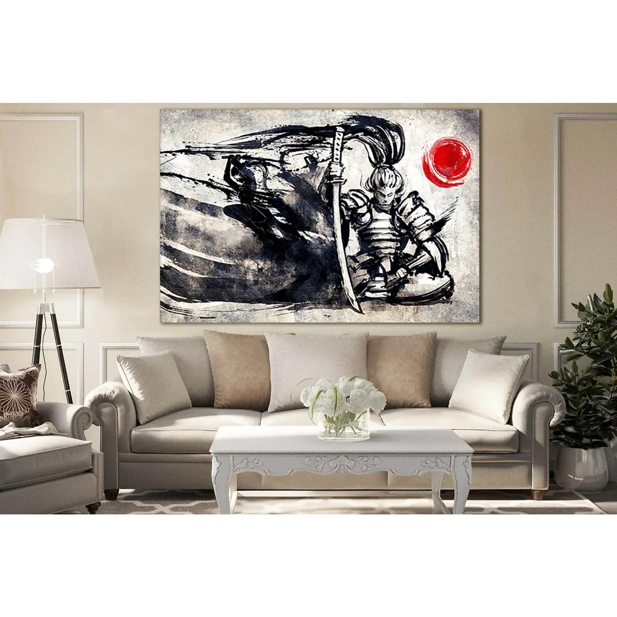Samurai Sits In A Meditative Pose №Sl1243 Ready To Hang Canvas Print 1
