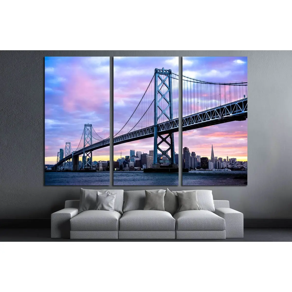 San Francisco-Oakland Bay Bridge And San Francisco Skyline, California, Usa №2728 Ready To Hang Canvas Print 5