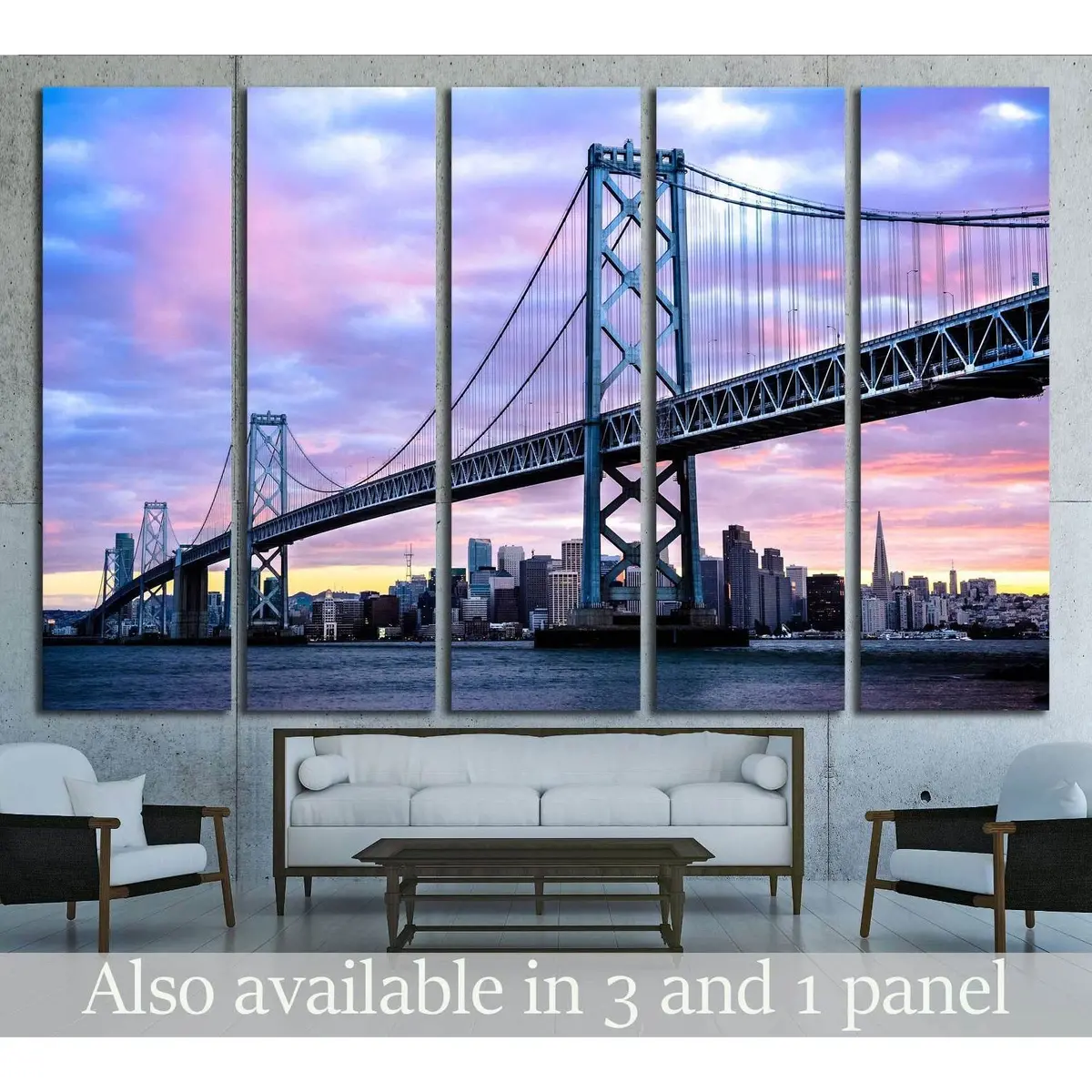 Ready-to-Hang Canvas Wall Art Featuring the Oakland Bay Bridge and San Francisco Skyline
