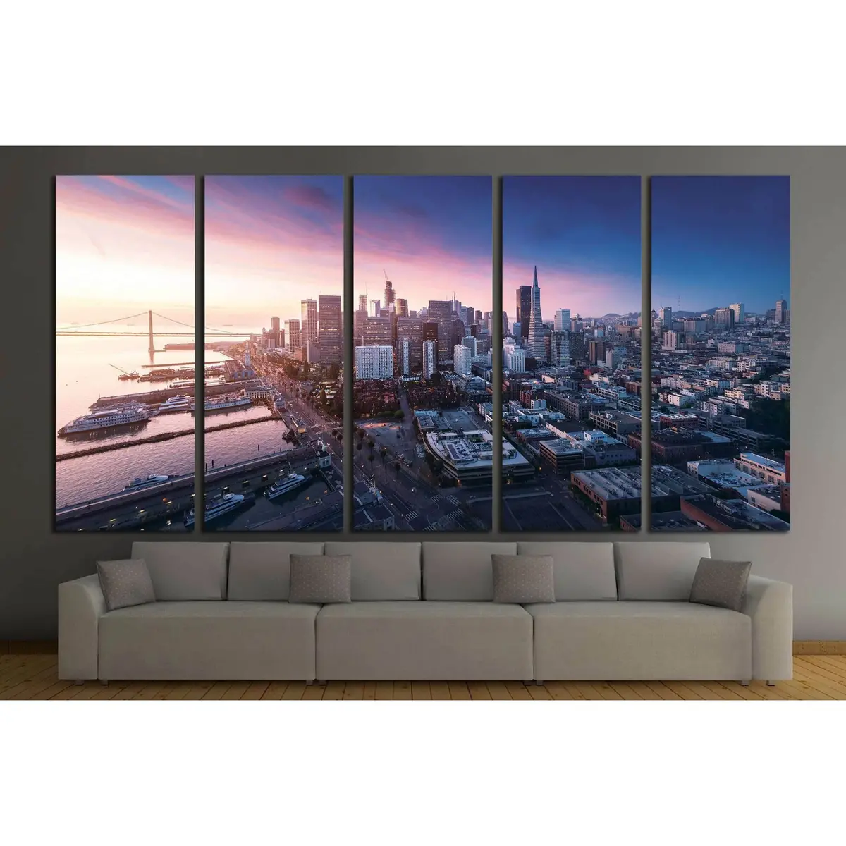 Panoramic San Francisco Canvas Art Print: Sunrise View of Waterfront and Downtown – Ready-to-Hang Wall Decor #1658 - Image 3
