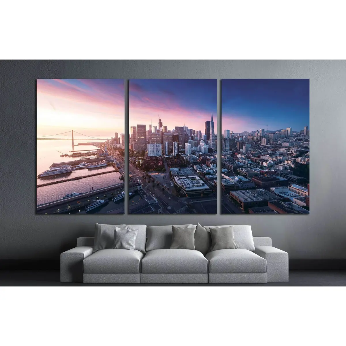 San Francisco Panorama At Sunrise With Waterfront And Downtown №1658 Ready To Hang Canvas Print 5