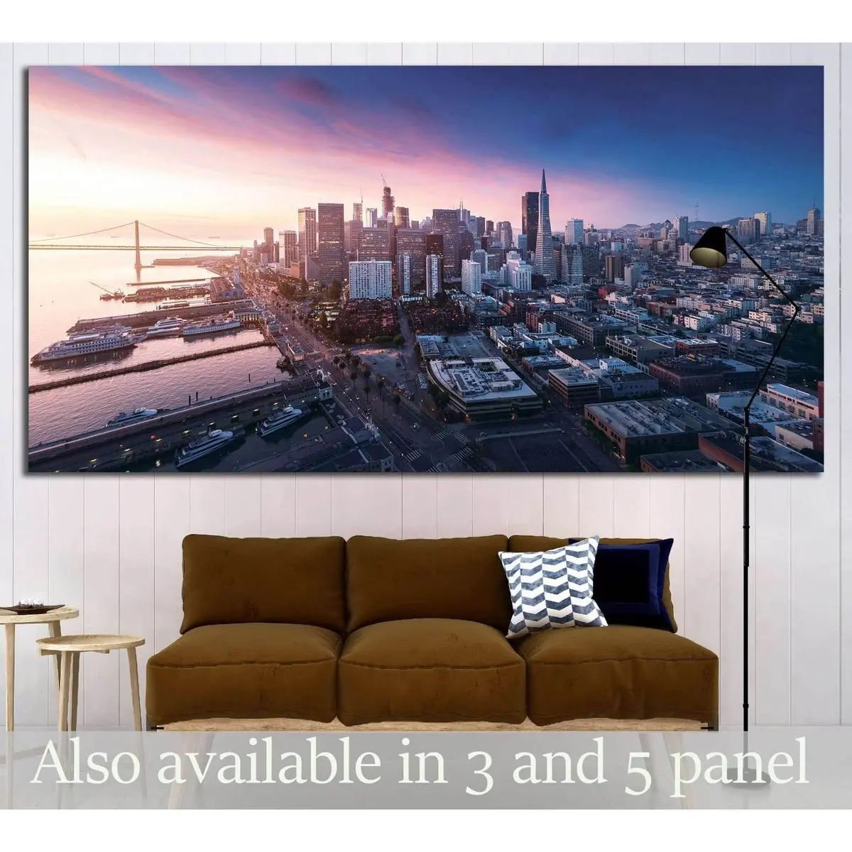 San Francisco Panorama At Sunrise With Waterfront And Downtown №1658 Ready To Hang Canvas Print 1