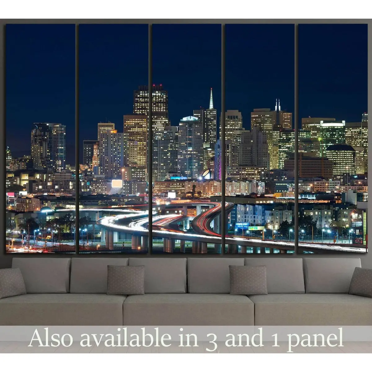 San Francisco Skyline Art Canvas Print #1037 – Pre-Hung Wall Decor