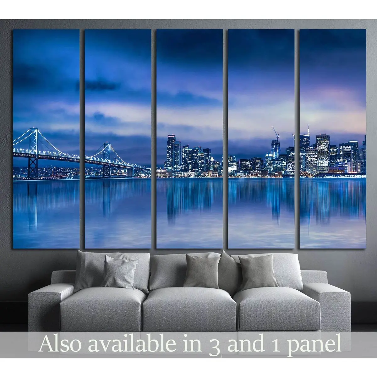 San Francisco Skyline & Bay Bridge Canvas Wall Art – Ready-to-Hang Print #1106
