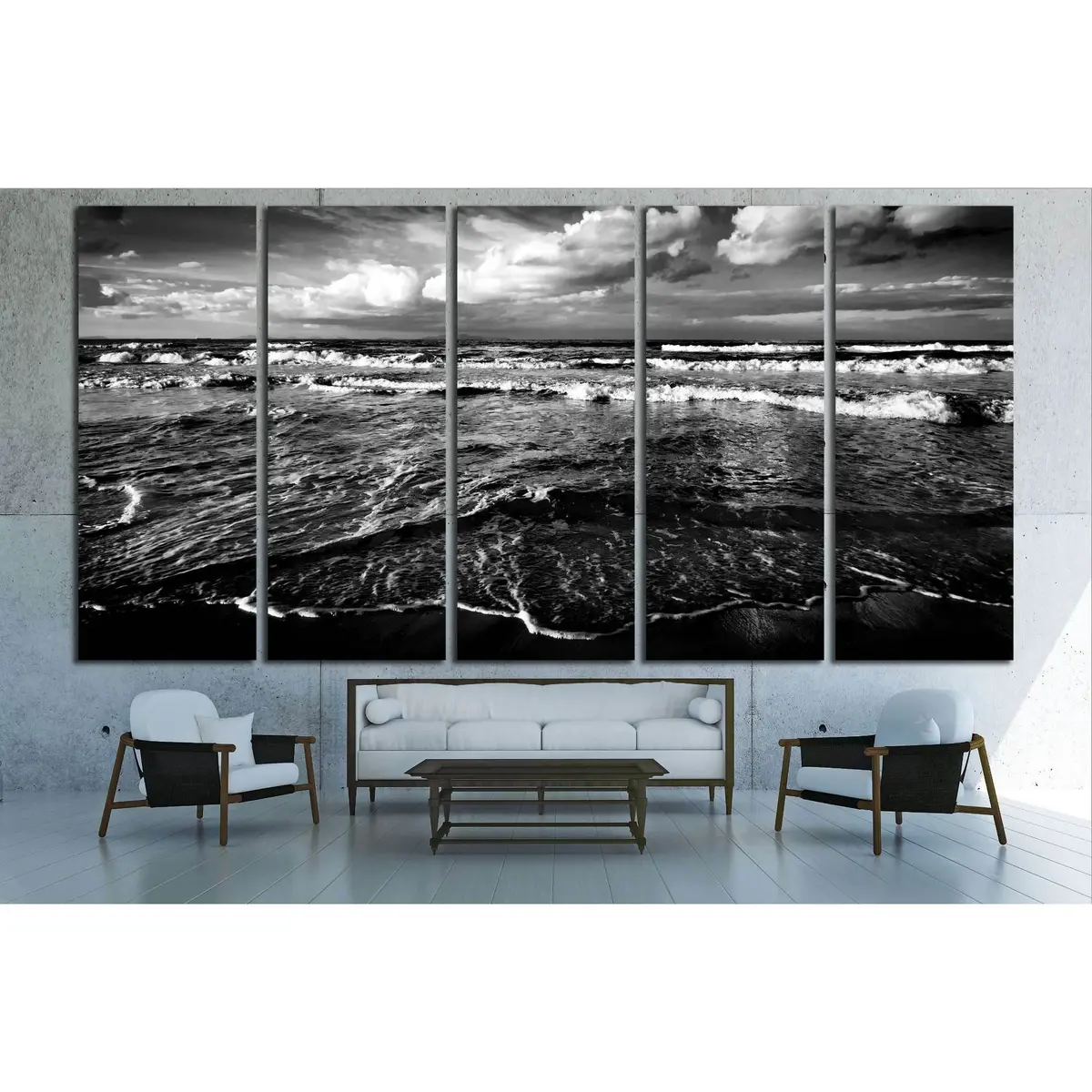 Sardinian Coast Winter Seascape – Eco-Themed Dramatic Waves Canvas Art - Image 3
