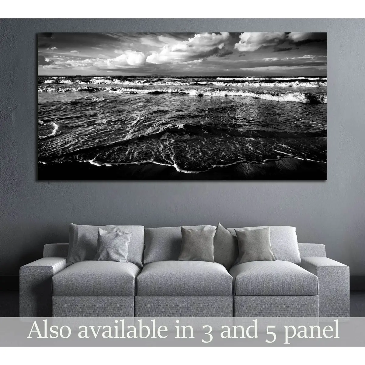Sardinian Sea Winter Dramatic Waves Ecology №2667 Ready To Hang Canvas Print 1