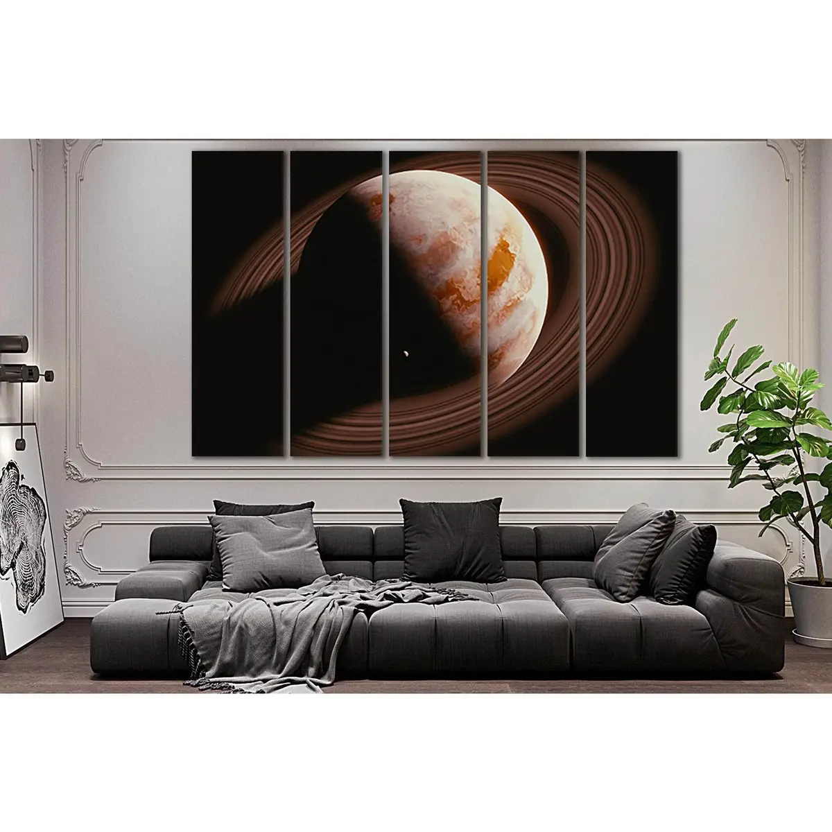 Saturn and Satellite SL419 Canvas Wall Art Print