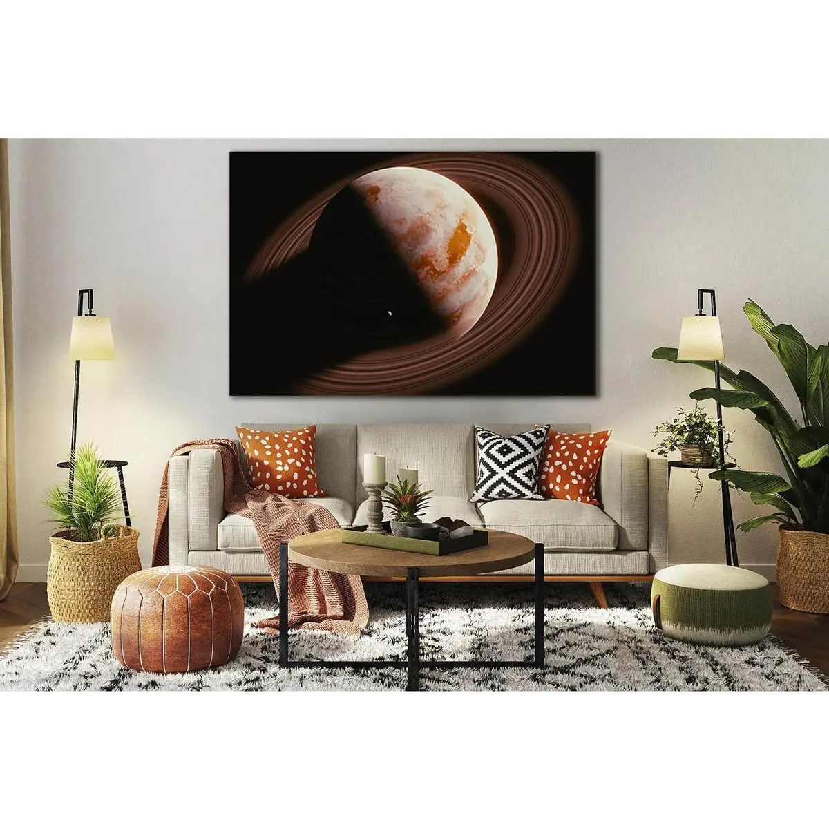 Saturn And Its Satellite №Sl419 Ready To Hang Canvas Print 2