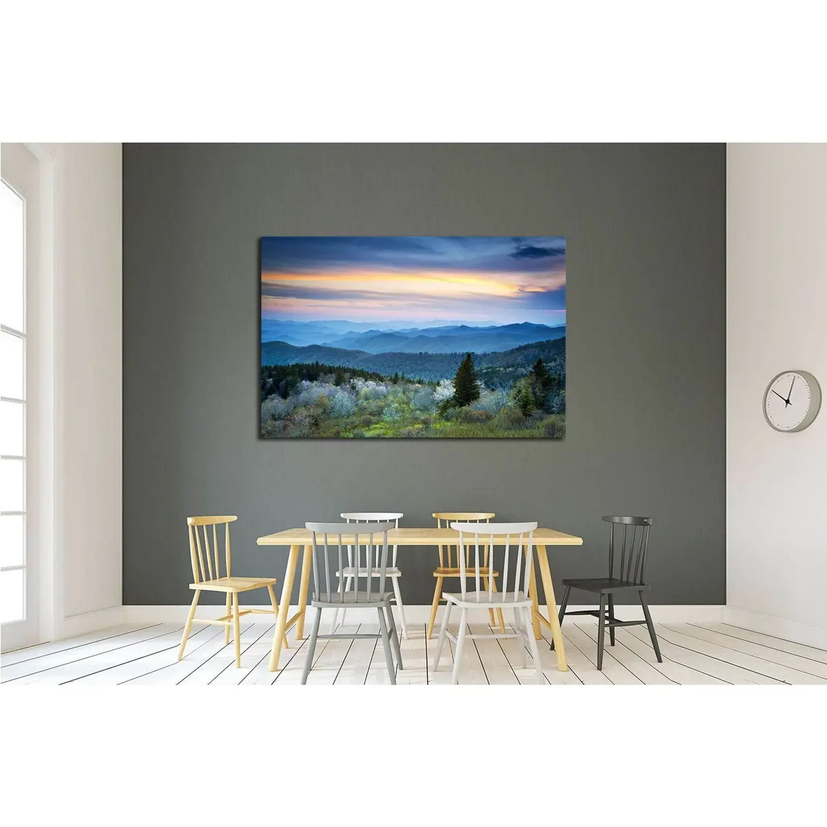 Scenic Blue Ridge Parkway Appalachians Smoky Mountains Spring Landscape With May Blossoms №1959 Ready To Hang Canvas Print 3