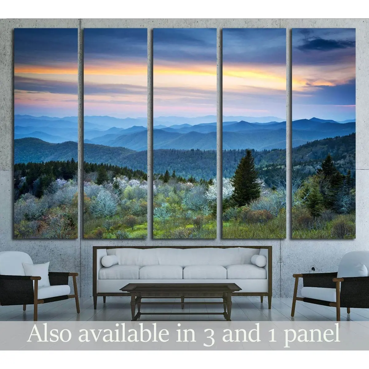 Blue Ridge Parkway Spring Landscape: May Blossoms in the Smoky Mountains – Canvas Wall Art Print #1959