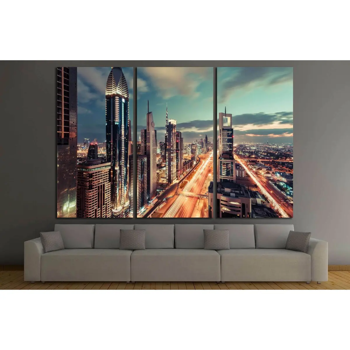 Scenic Dubai Downtown Architecture In The Evening №3004 Ready To Hang Canvas Print 5