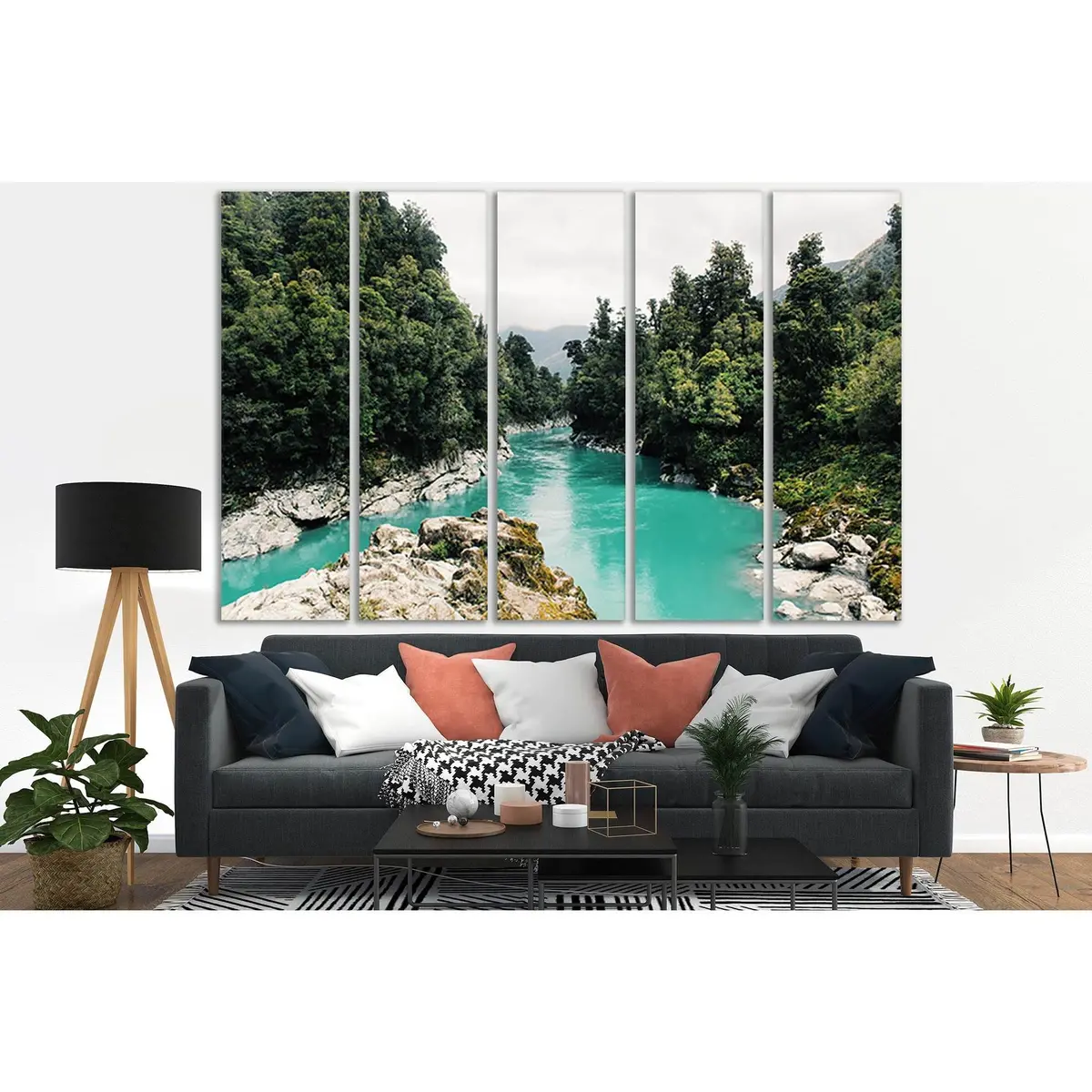 Serene River Landscape with Trees – SL1081 Premium Ready-to-Hang Canvas Print