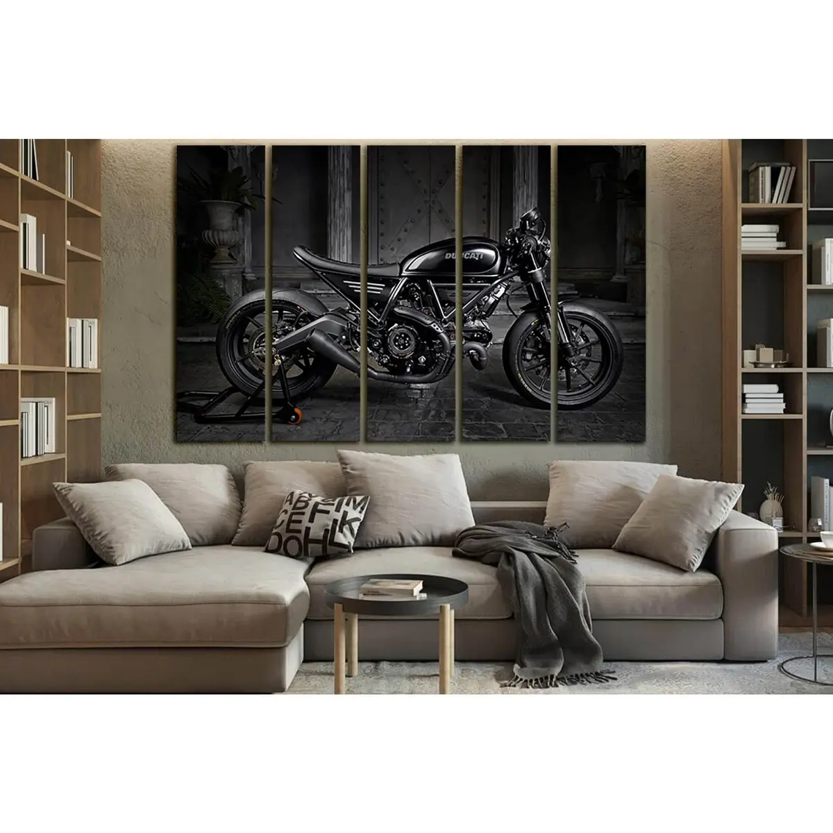 Scrambler Black Custom Motorcycle Canvas Art Print №SL1442 – Ready-to-Hang Wall Decor - Image 3