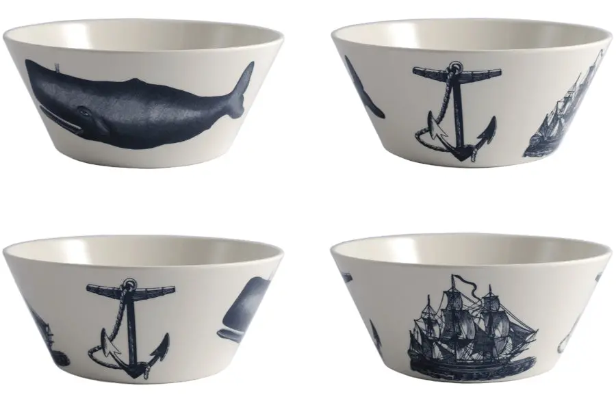 Thomas Paul Melamine Nautical Scrimshaw Bowl - 6.5" 1