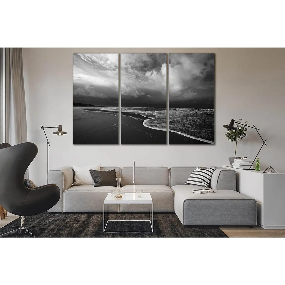 Sea Beach Black And White №Sl103 Ready To Hang Canvas Print 5