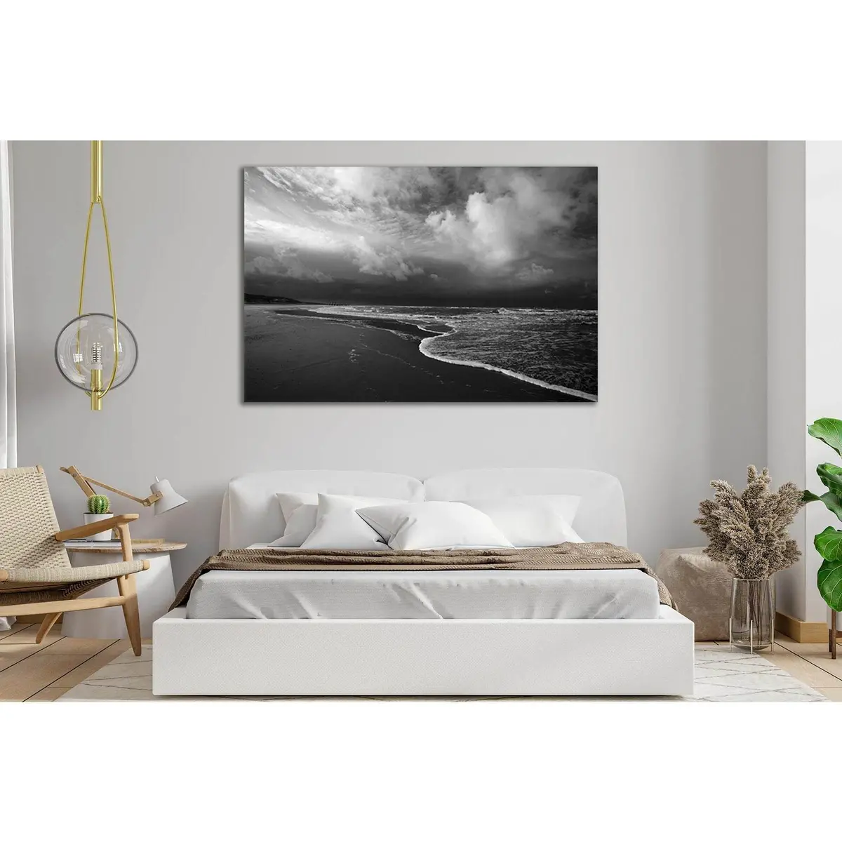 Sea Beach Black And White №Sl103 Ready To Hang Canvas Print 2