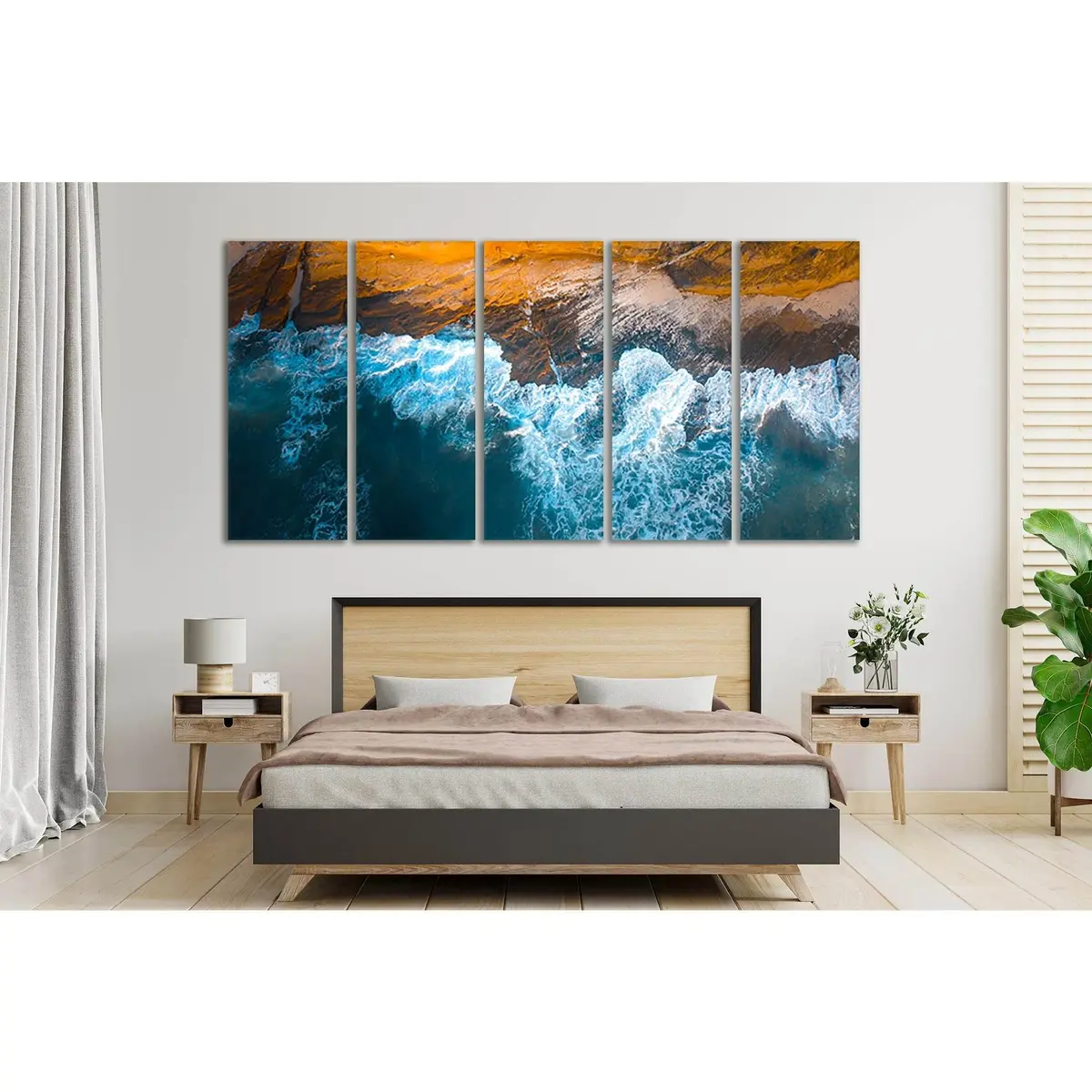 Ocean Waves Crashing Against Rocks SL43 Ready-to-Hang Canvas Print - Image 3