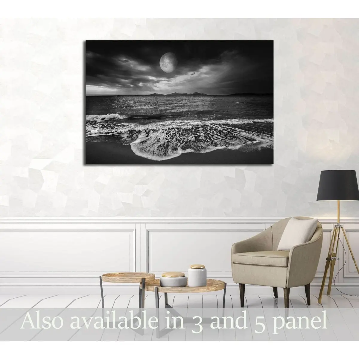 Sea Landscape With Moon №2859 Ready To Hang Canvas Print 1