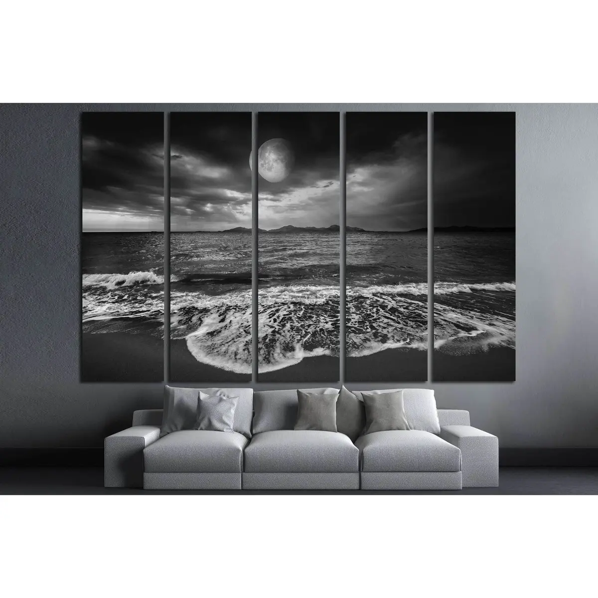 Moonlit Ocean Canvas Art #2859 – Premium Ready-to-Hang Wall Decor - Image 3