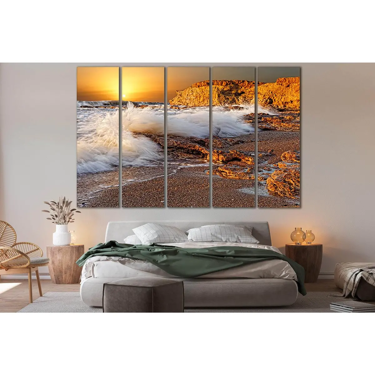 Sunset Ocean Waves Canvas Art №SL249 – Premium Ready-to-Hang Wall Decor - Image 3