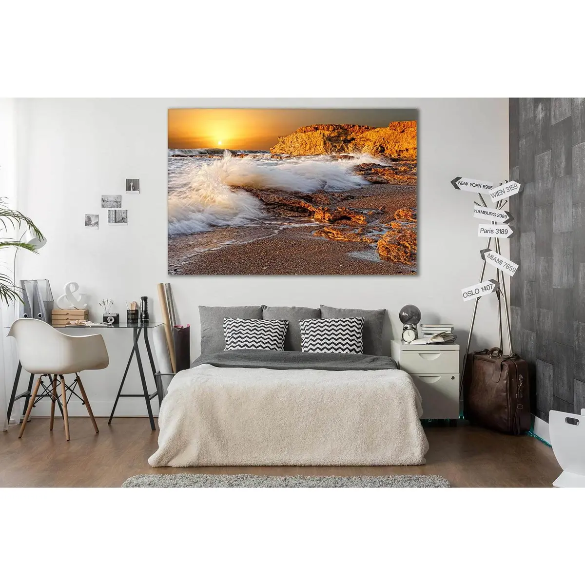Sea Waves At Sunset №Sl249 Ready To Hang Canvas Print 1