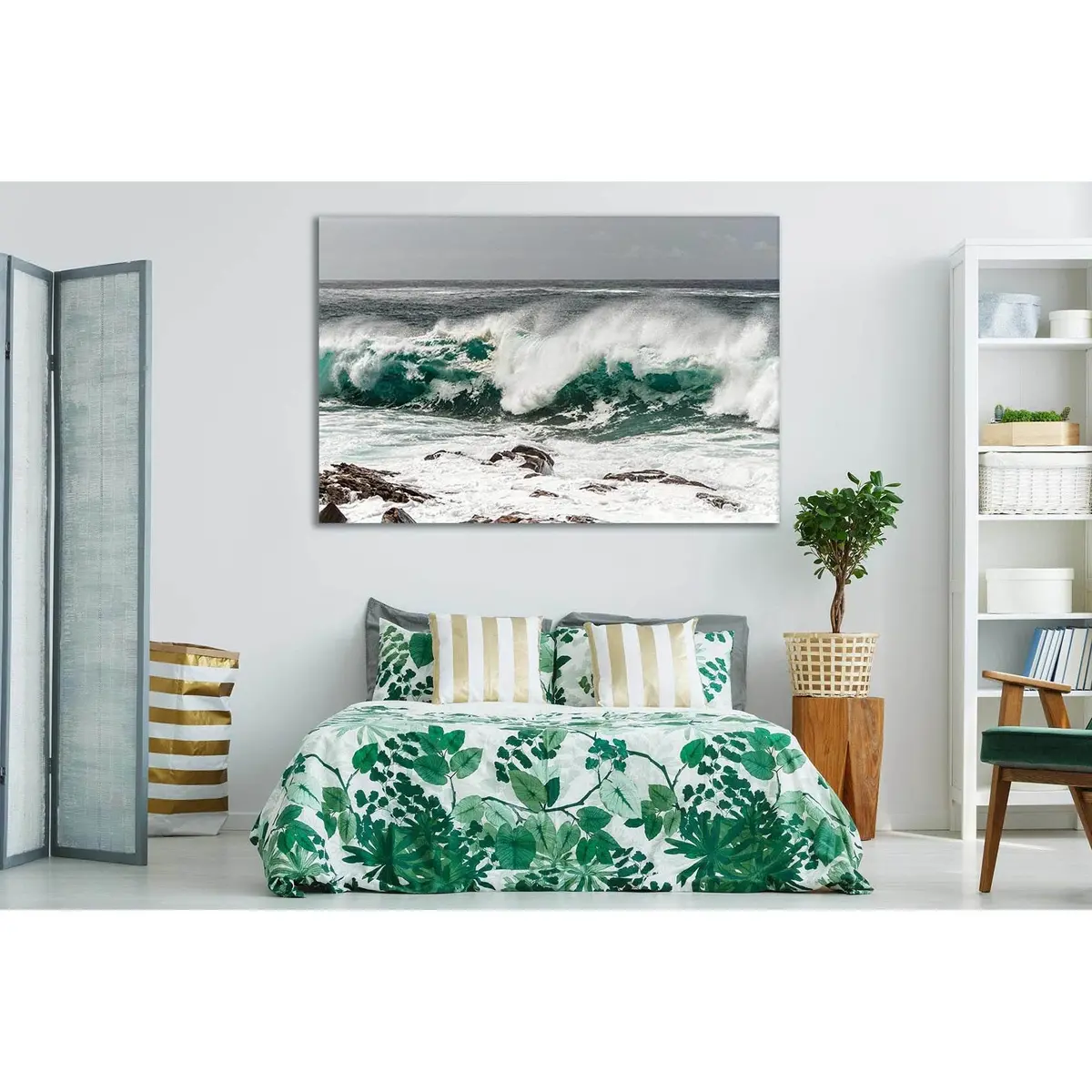 Seawaves Crashing On Shore №Sl75 Ready To Hang Canvas Print 1