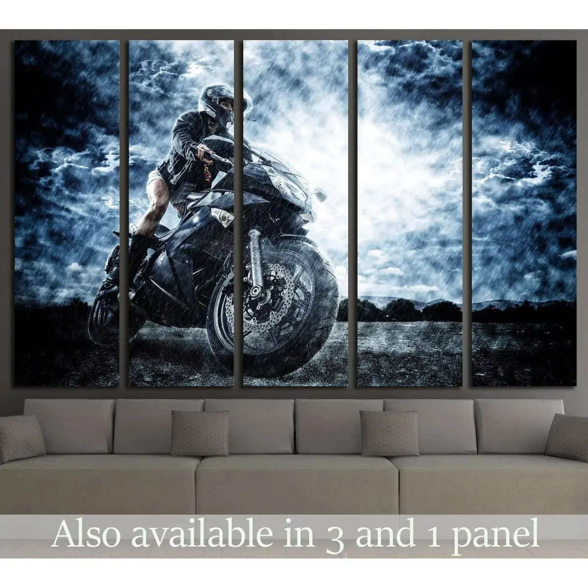 Bold Motorcycle Woman Art Print #1869 – Ready-to-Hang Canvas Wall Decor