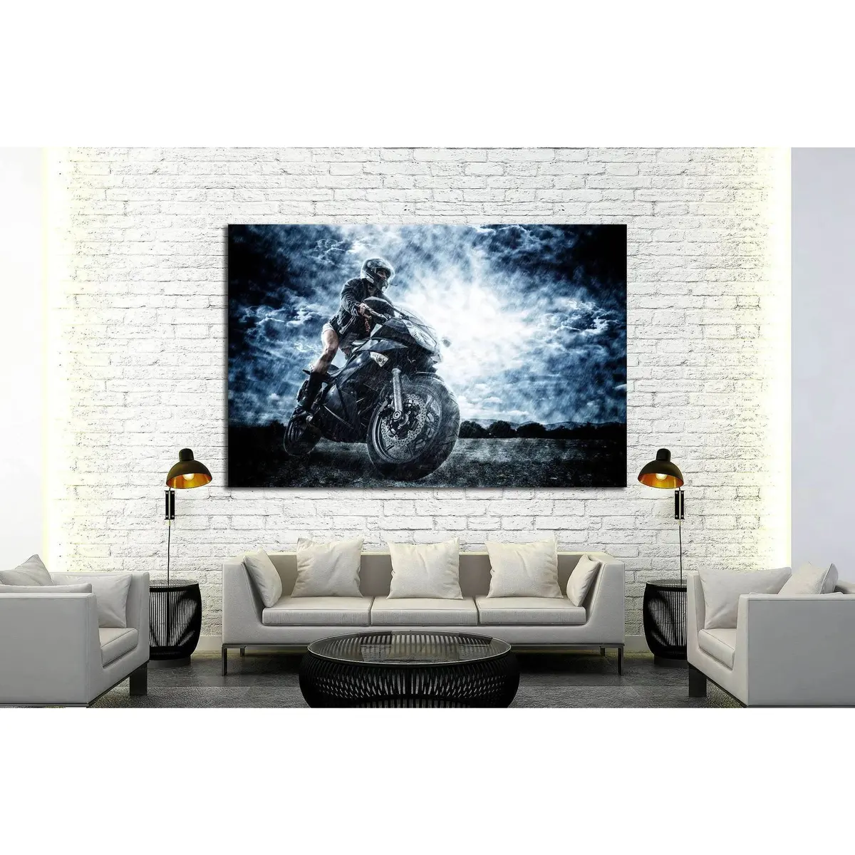Sexy Motorbike Female Rider №1869 Ready To Hang Canvas Print 3