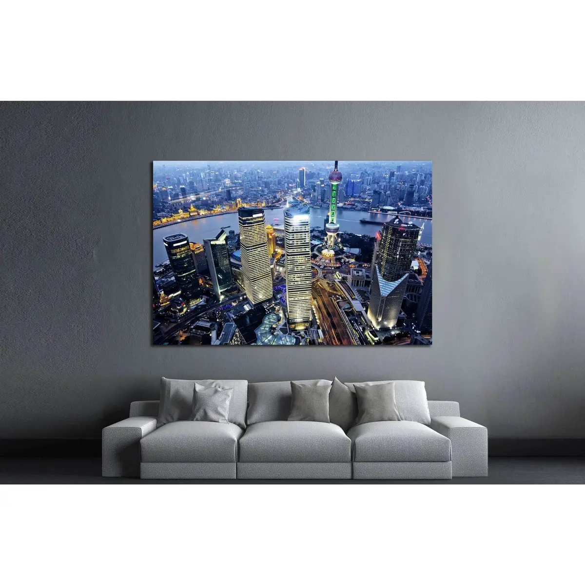Shanghai At Night From Jinmao Building №1170 Ready To Hang Canvas Print 3