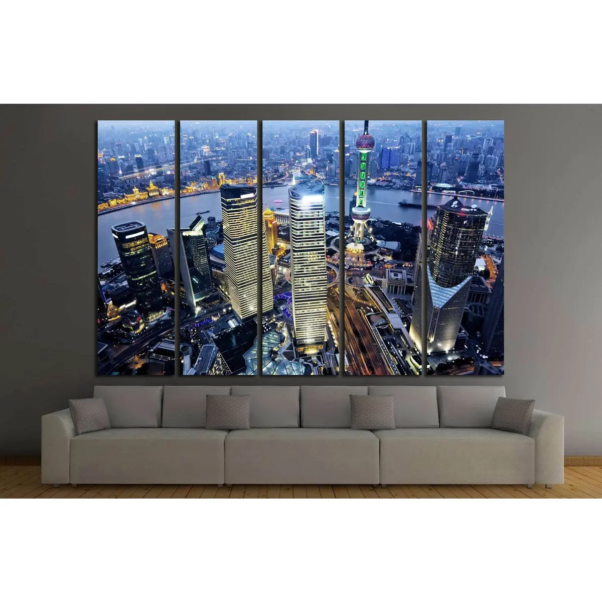 Shanghai Night Skyline Canvas Art – Jinmao Tower View, Ready-to-Hang Print #1170 - Image 3