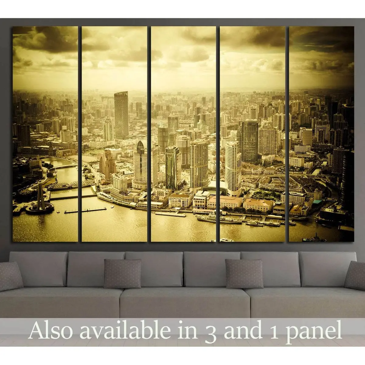 Shanghai Lujiazui Skyline Canvas Art Print #591 – Pre-Hung Wall Decor