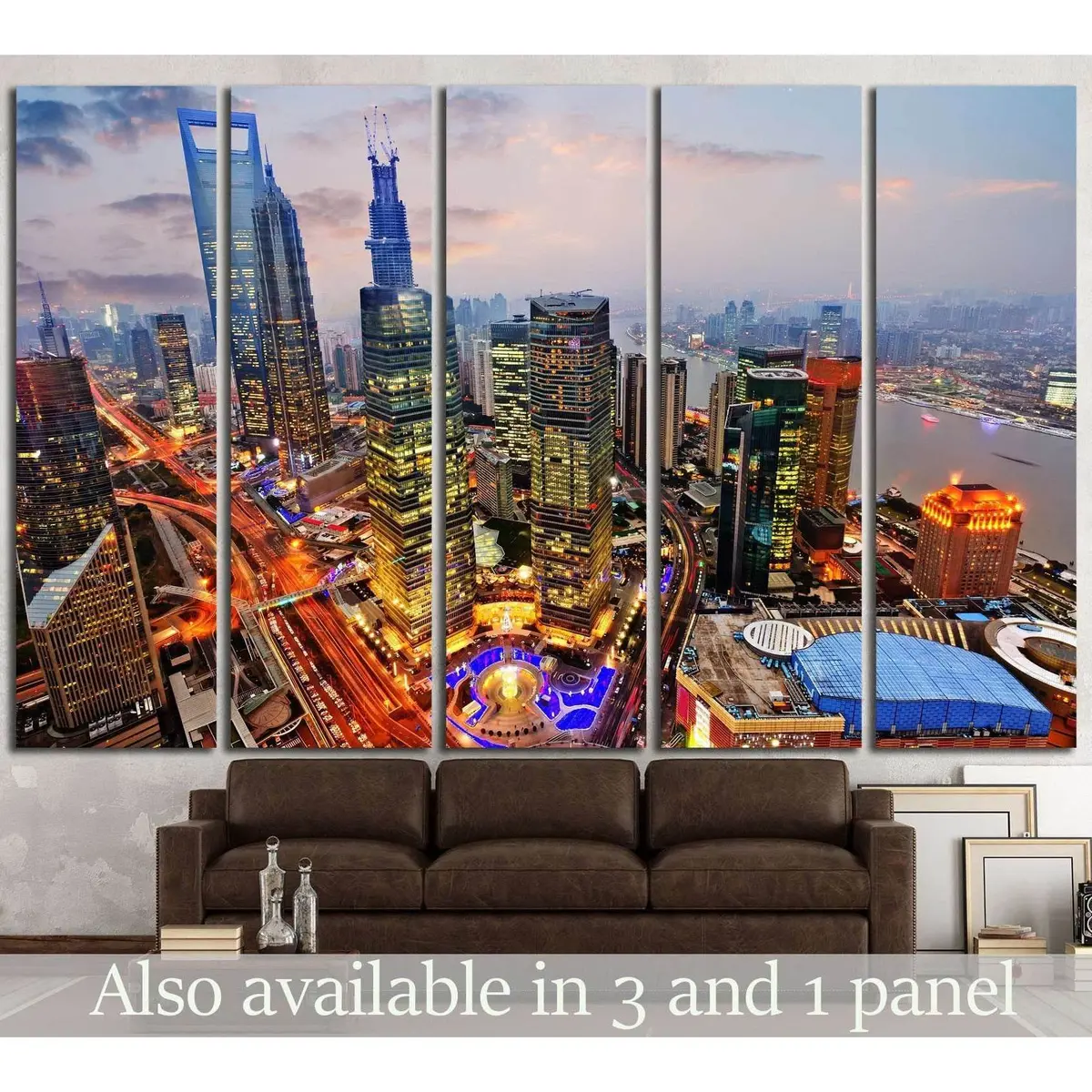 Shanghai Lujiazui Skyline Canvas Wall Art – Ready-to-Hang Huangpu River Scene