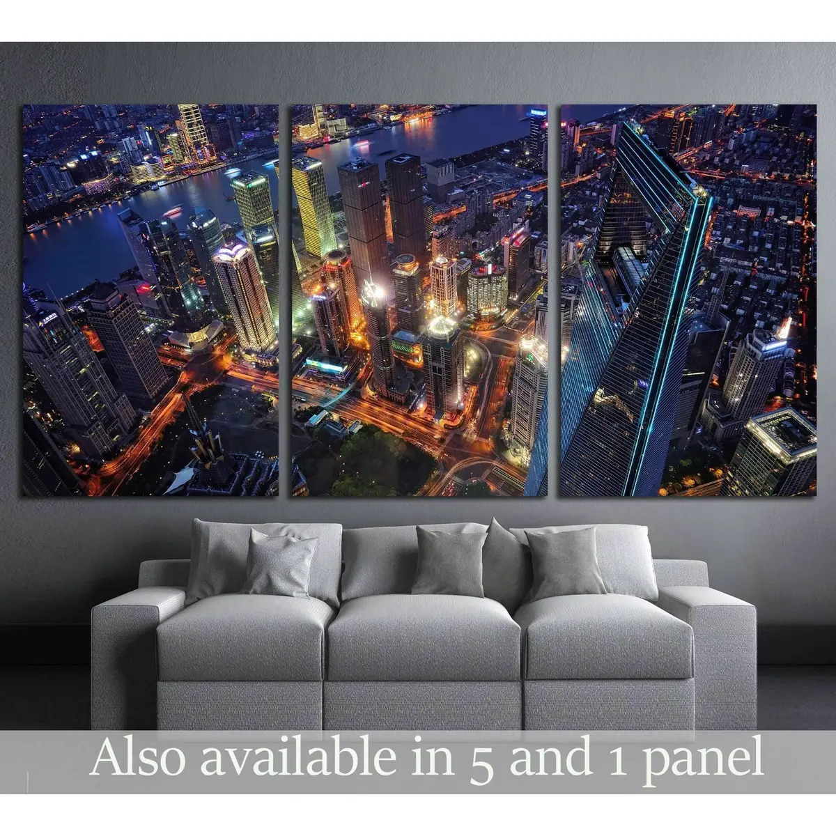 Shanghai Skyline №1234 Ready To Hang Canvas Print 1