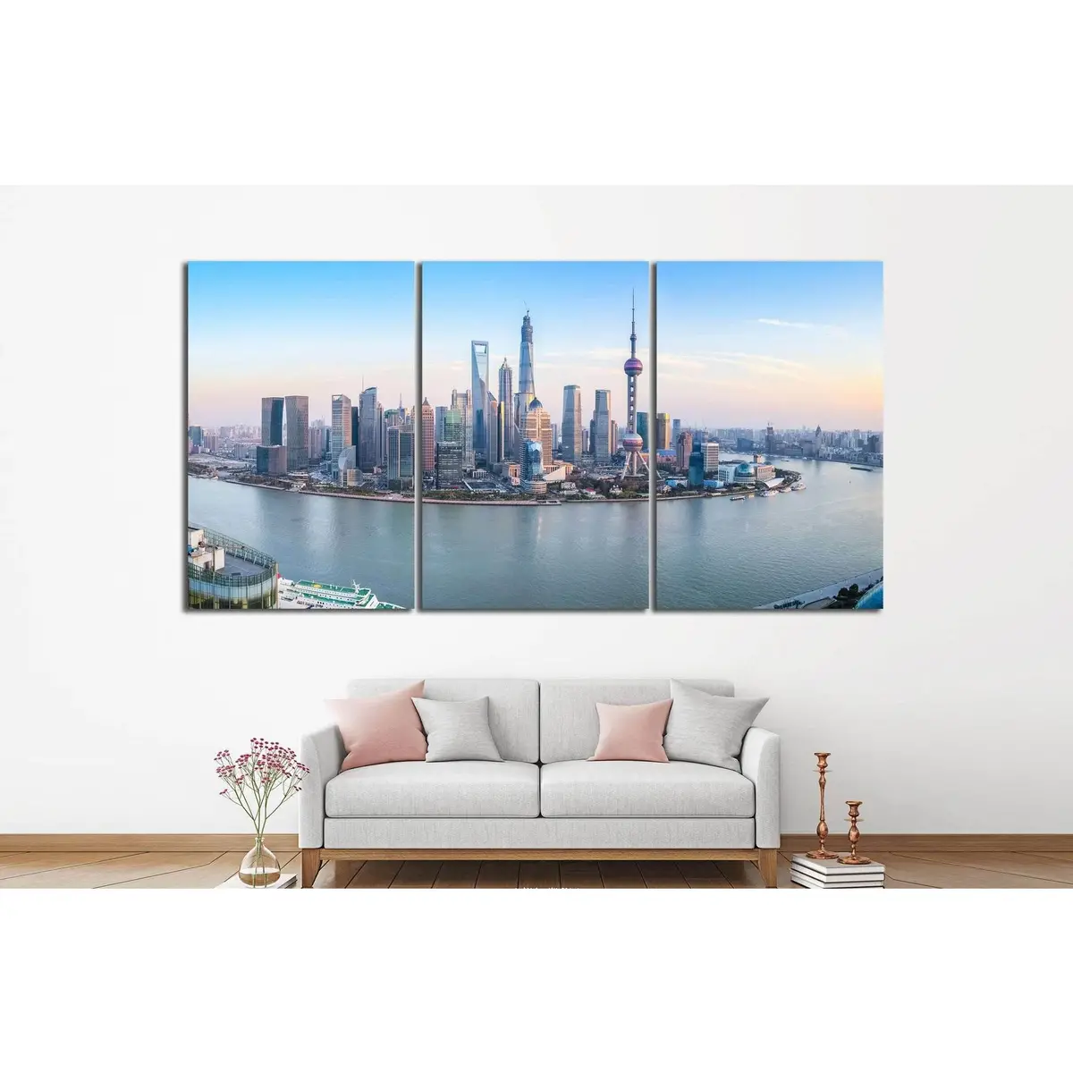 Shanghai Skyline №582 Ready To Hang Canvas Print 5