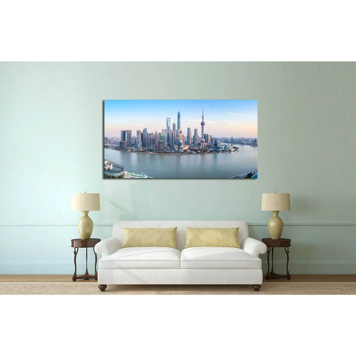 Shanghai Skyline №582 Ready To Hang Canvas Print 3